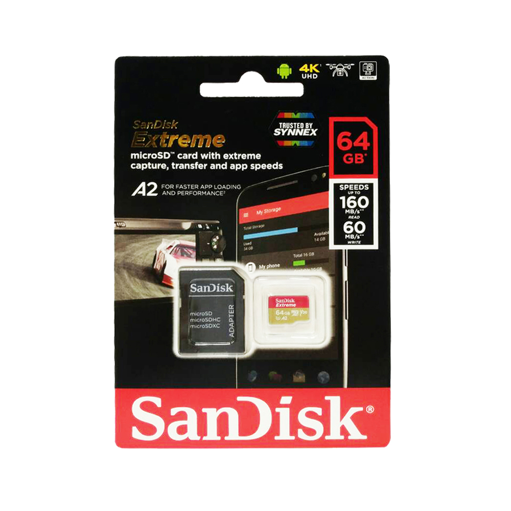 SanDisk EXTREME A2 UHS-I MicroSDXC 64GB 160MB/s 60MB/s with SD Adapter      